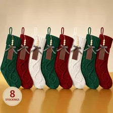 Personalized Christmas Stocking Knit Holiday Mantel Decor Family Fireplace Stockings Set