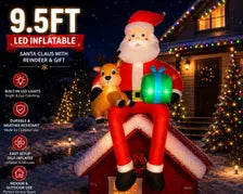 9.5FT LED Inflatable Santa Claus Reindeer Christmas Yard Decoration Outdoor Decor
