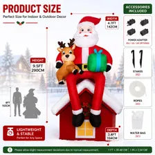 9.5FT LED Inflatable Santa Claus Reindeer Christmas Yard Decoration Outdoor Decor