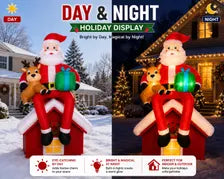 9.5FT LED Inflatable Santa Claus Reindeer Christmas Yard Decoration Outdoor Decor