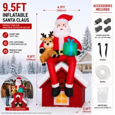 9.5FT LED Inflatable Santa Claus Reindeer Christmas Yard Decoration Outdoor Decor