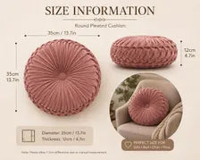 Round Velvet Throw Pillow Pleated Cushion Decorative Accent Sofa Bedroom Decor