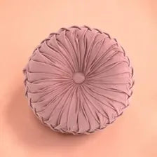 Round Velvet Throw Pillow Pleated Cushion Decorative Accent Sofa Bedroom Decor