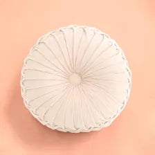 Round Velvet Throw Pillow Pleated Cushion Decorative Accent Sofa Bedroom Decor