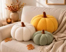 Plush Pumpkin Set Fall Decor Autumn Cushion Thanksgiving Home Accent