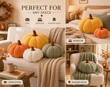Plush Pumpkin Set Fall Decor Autumn Cushion Thanksgiving Home Accent