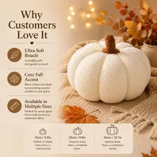 Plush Pumpkin Set Fall Decor Autumn Cushion Thanksgiving Home Accent