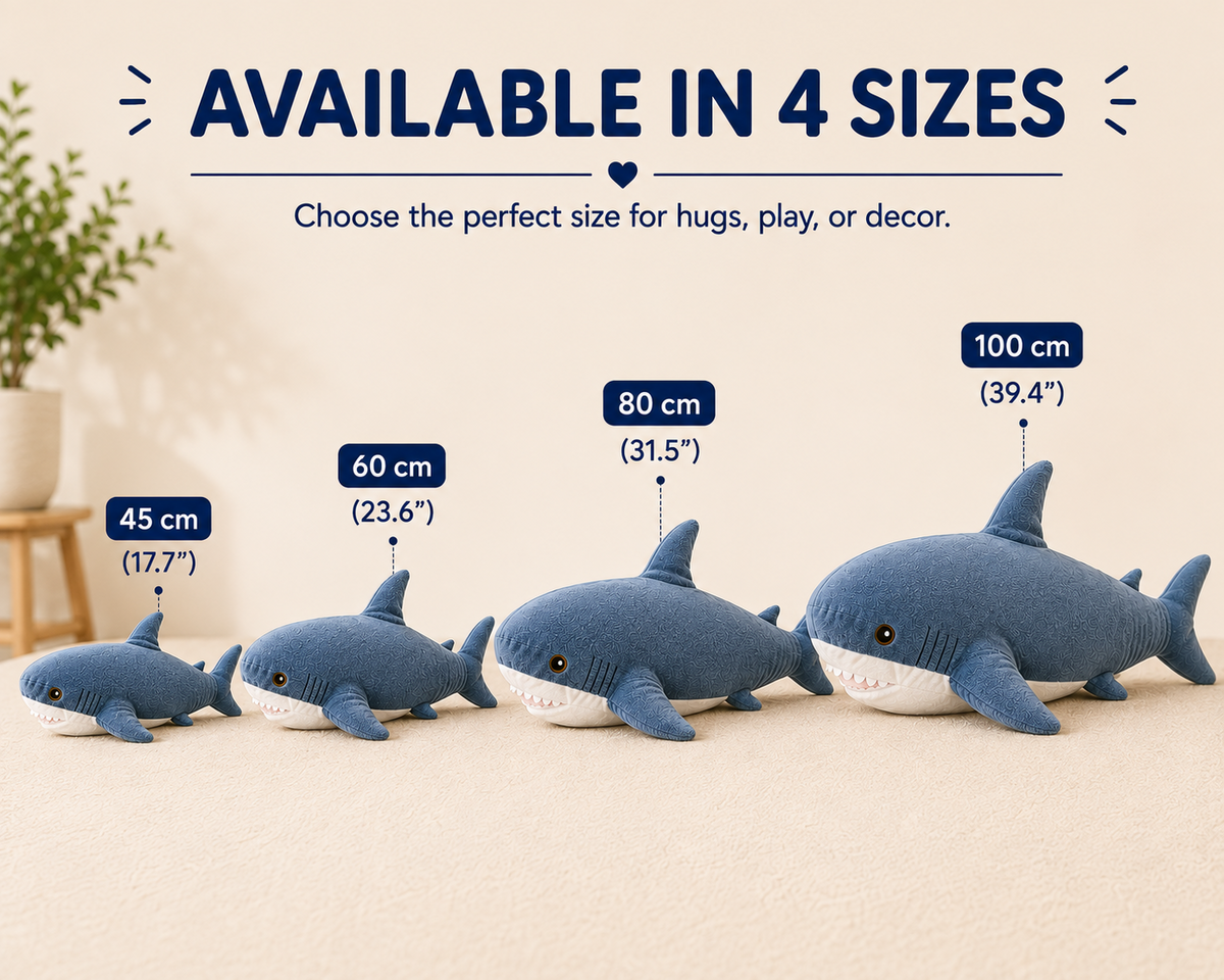 Blue shark plush size option