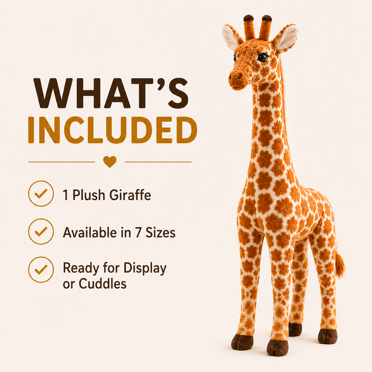 Large Giraffe Plush Toy, Stuffed Animal, Nursery Decor, 5 Sizes