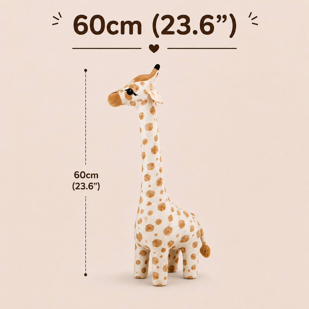Large Giraffe Plush Toy, Stuffed Animal Pillow, Brown and White Nursery Decor