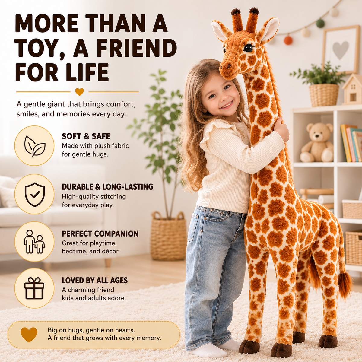 Large Giraffe Plush Toy, Stuffed Animal, Nursery Decor, 5 Sizes