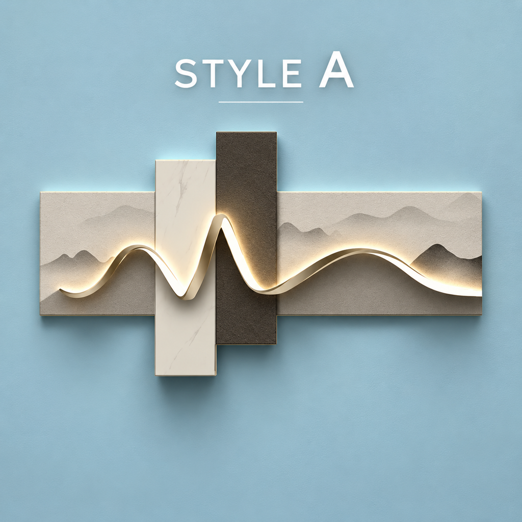 Modern LED Wall Art Lamp, Abstract Mountain Wave Light Panel