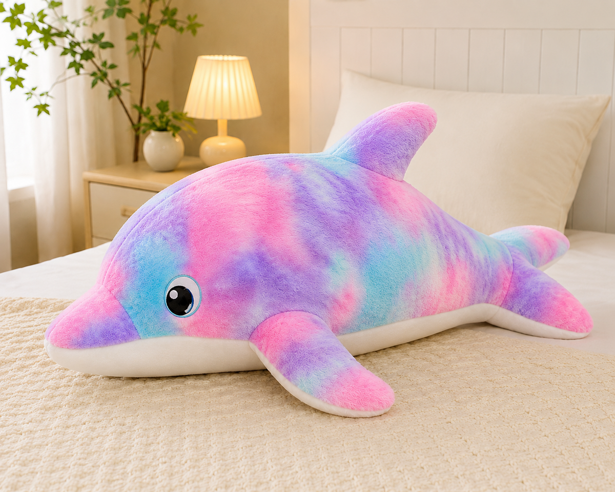 Pastel dolphin plush pillow image 3