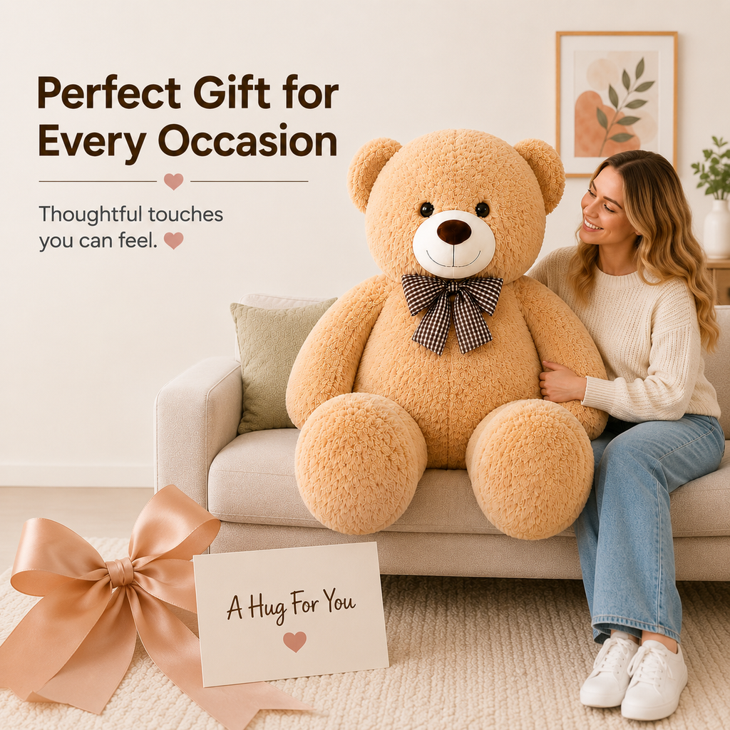 Large Teddy Bear Plush, 105 cm Stuffed Animal, Nursery & Bedroom Decor