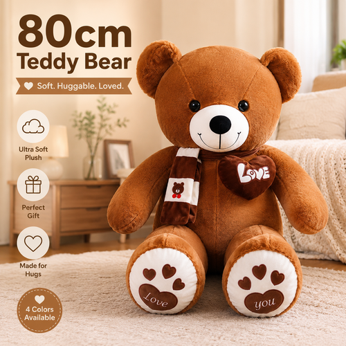 80 cm giant teddy bear with heart and scarf