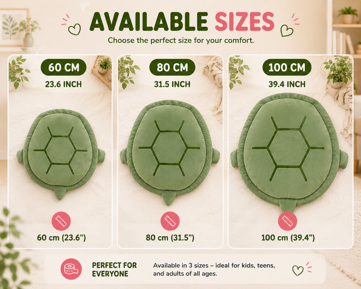 Wearable turtle pillow available sizes