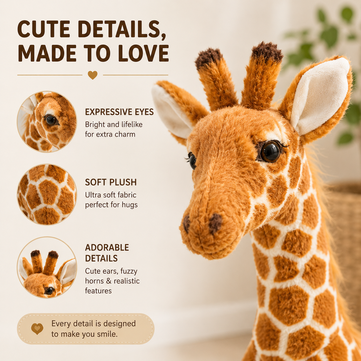 Large Giraffe Plush Toy, Stuffed Animal, Nursery Decor, 5 Sizes
