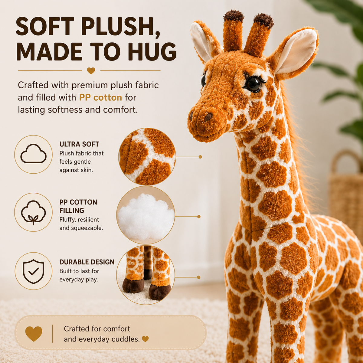 Large Giraffe Plush Toy, Stuffed Animal, Nursery Decor, 5 Sizes