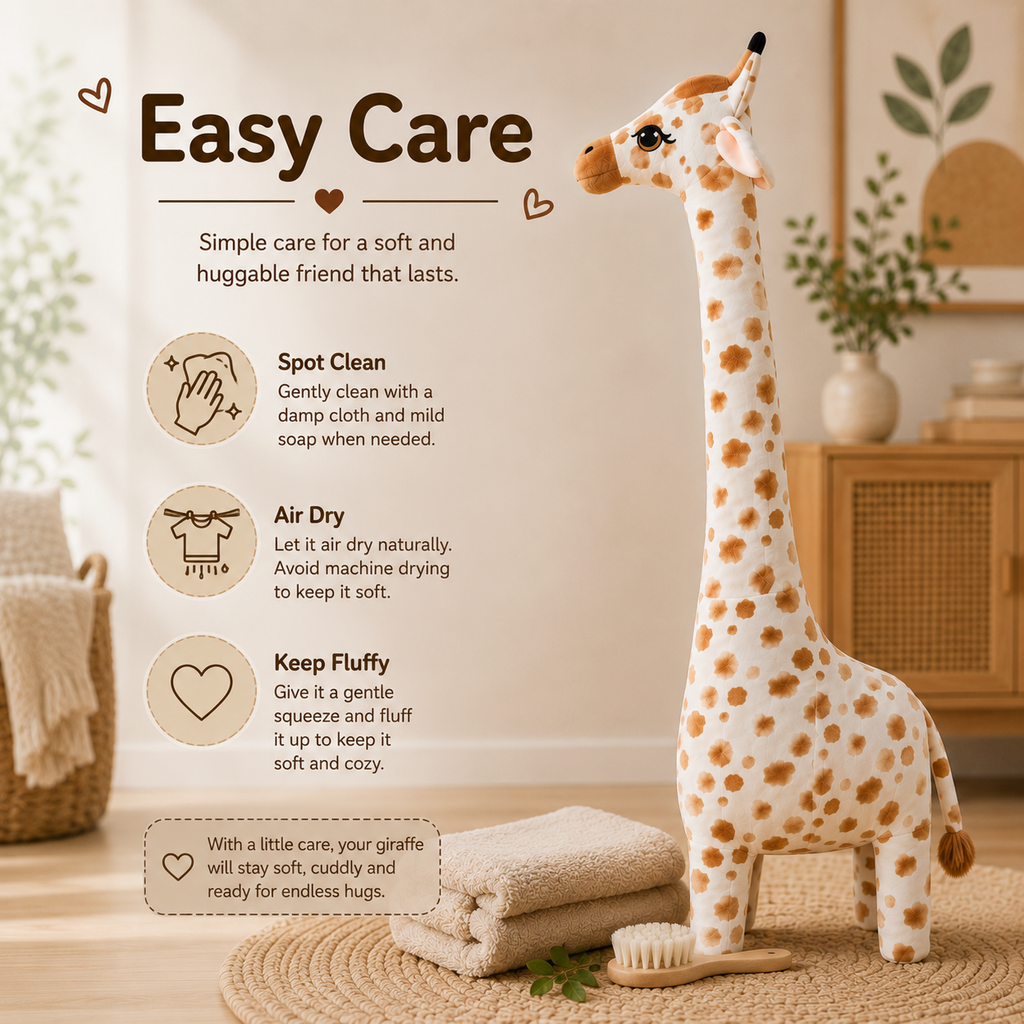 Large Giraffe Plush Toy, Stuffed Animal Pillow, Brown and White Nursery Decor
