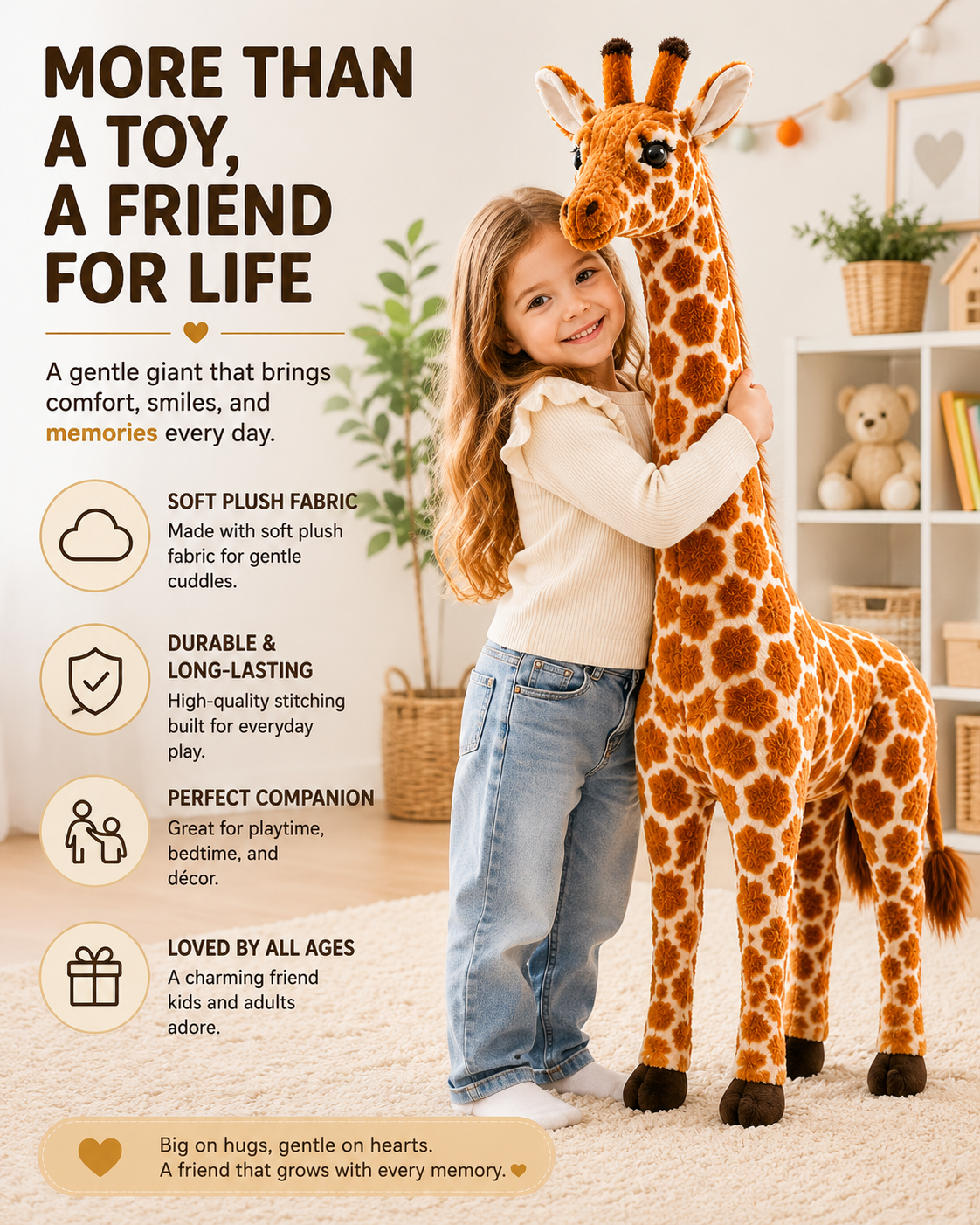 Large Giraffe Plush Toy, Stuffed Animal, Nursery Decor, 5 Sizes