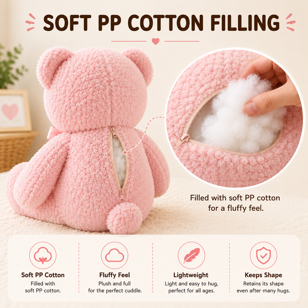 Plush Teddy Bear – Soft Fluffy Stuffed Animal, Nursery & Bedroom Decor