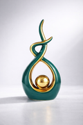 Green and gold abstract ceramic sculpture