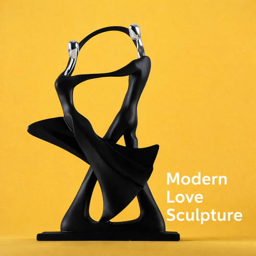 Abstract couple sculpture style A, modern romantic black figurine