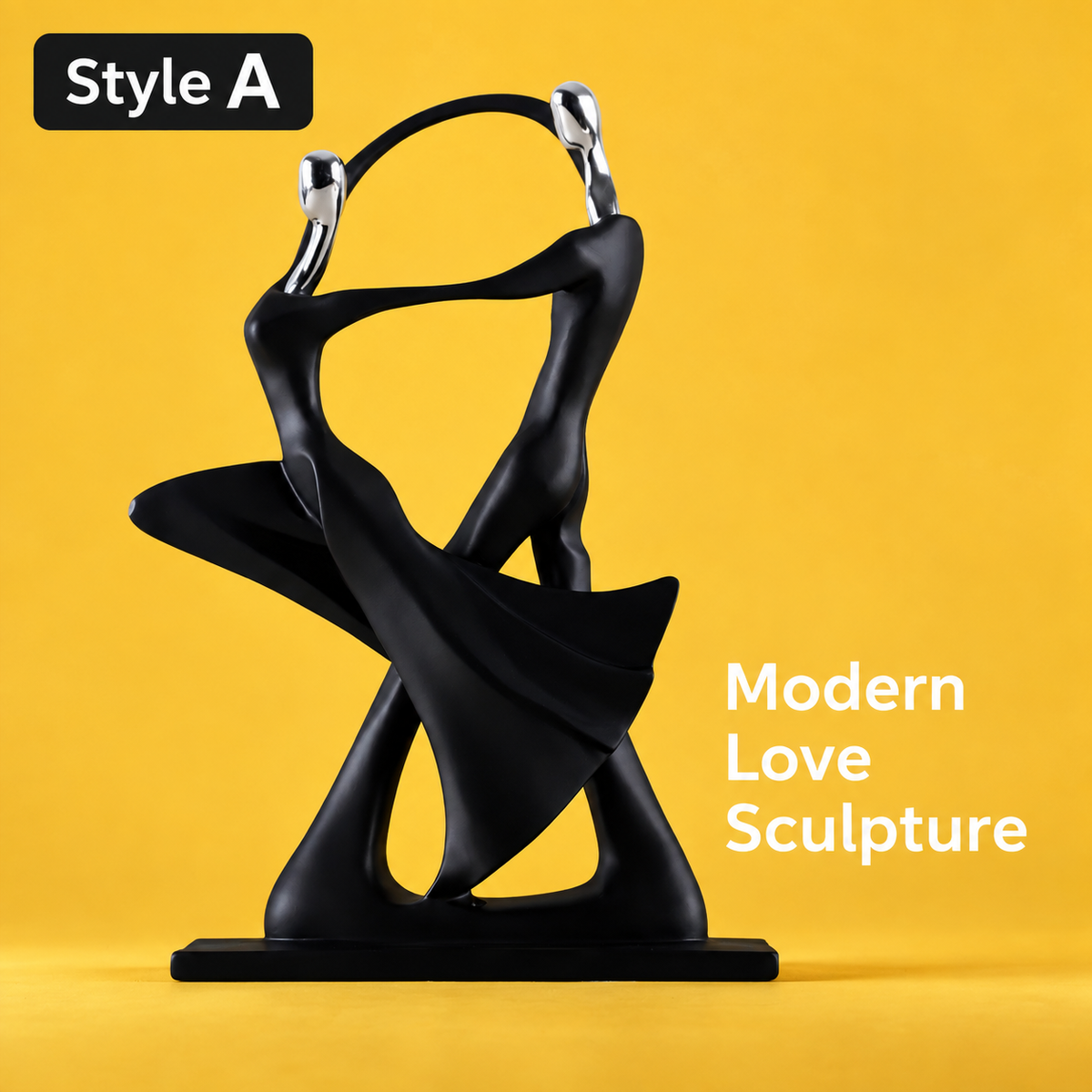 Abstract couple sculpture Style A on yellow background