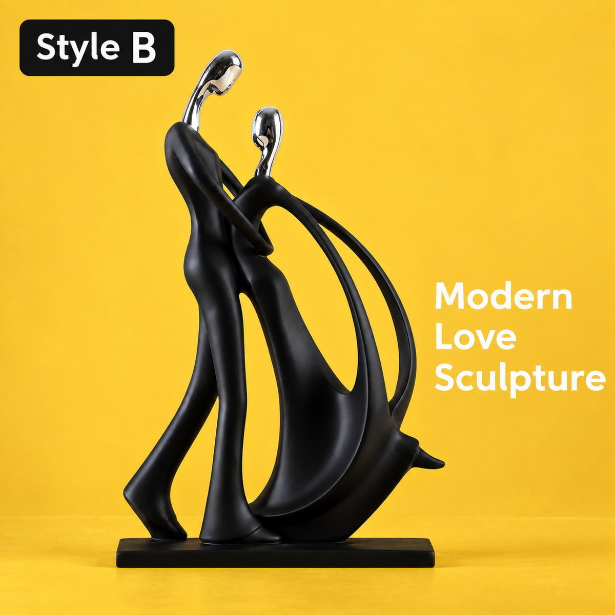 Abstract couple sculpture Style B on yellow background