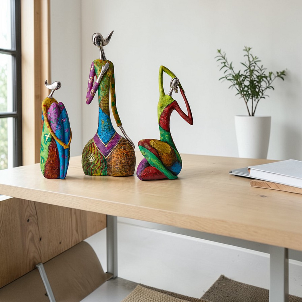 Abstract colorful resin sculptures modern decor
