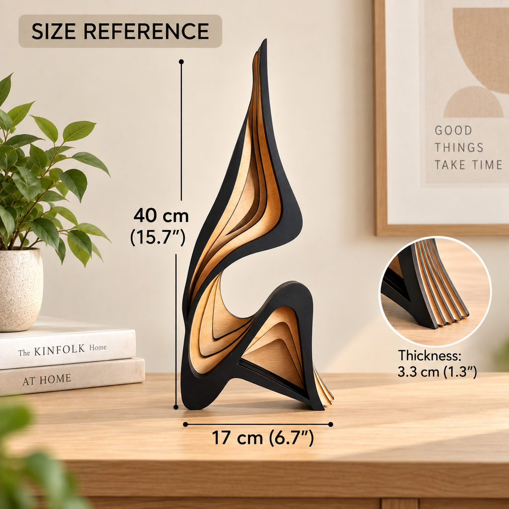 Abstract wooden sculpture 40 cm size reference