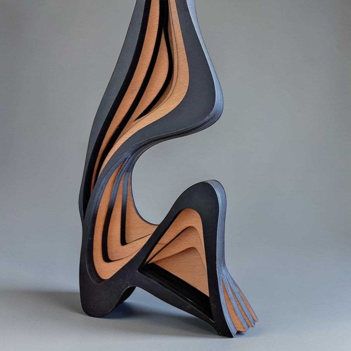 Modern abstract wooden sculpture shelf decor