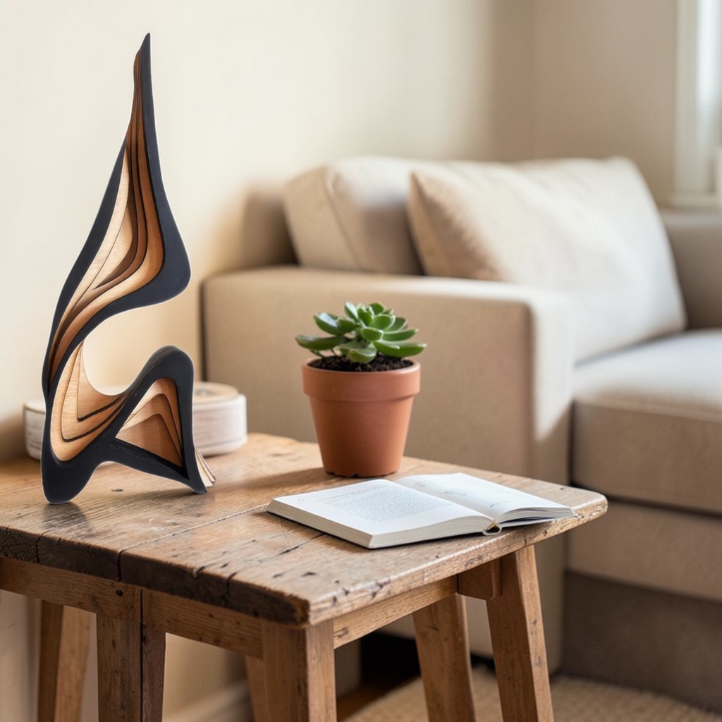 Minimalist layered wood art home decor
