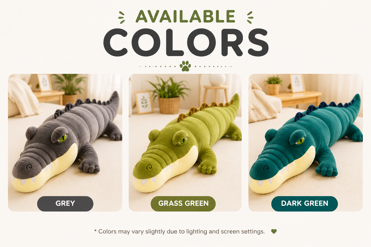 Alligator plush pillow available colors