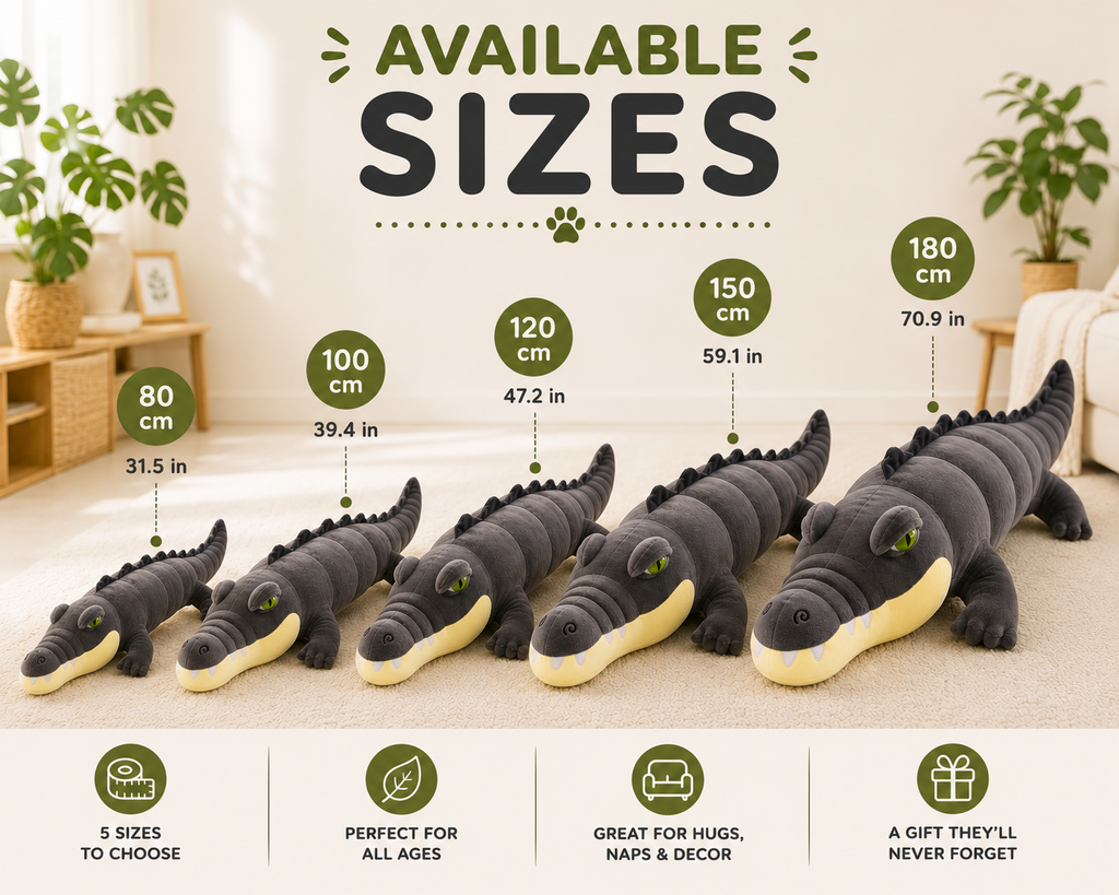 Alligator plush pillow available sizes