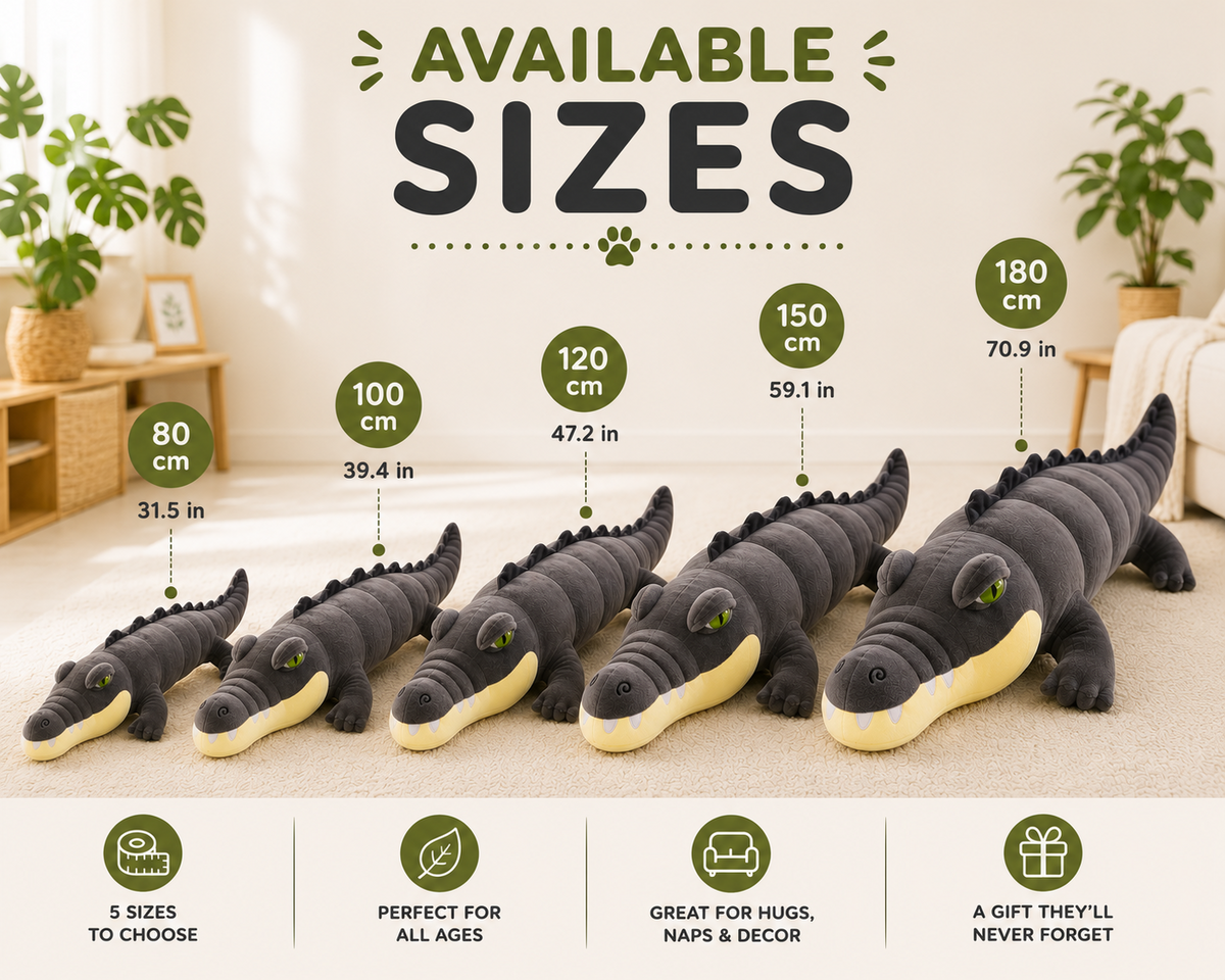 Alligator plush pillow available sizes