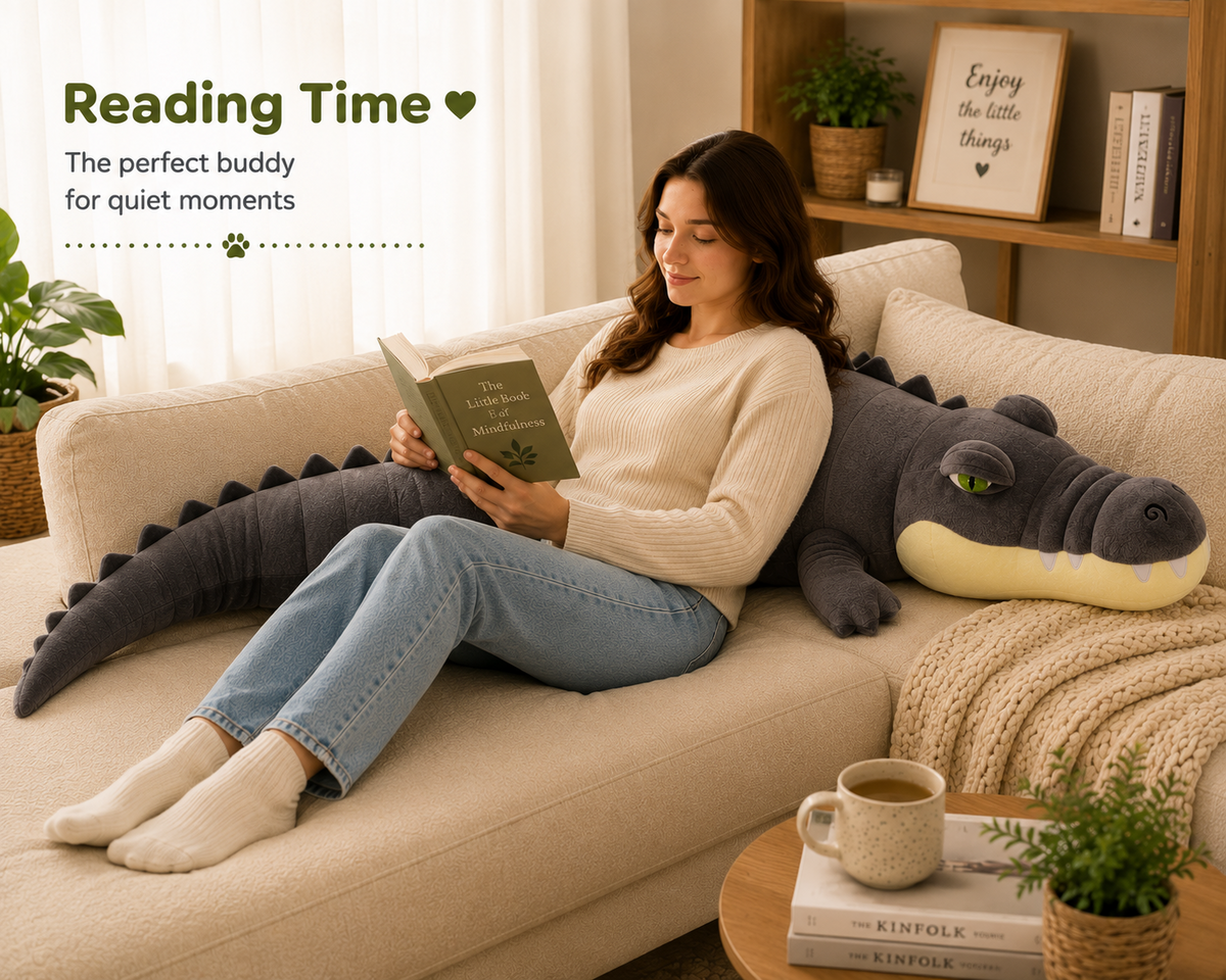 Alligator plush reading corner