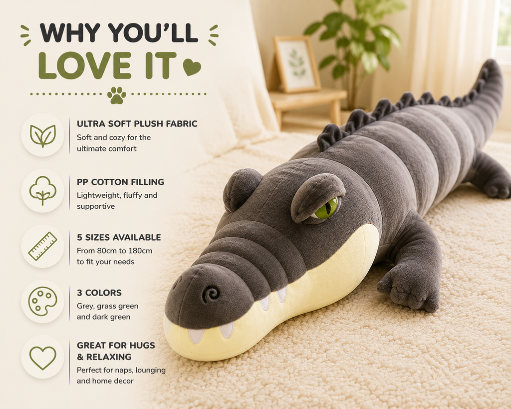 Alligator plush features