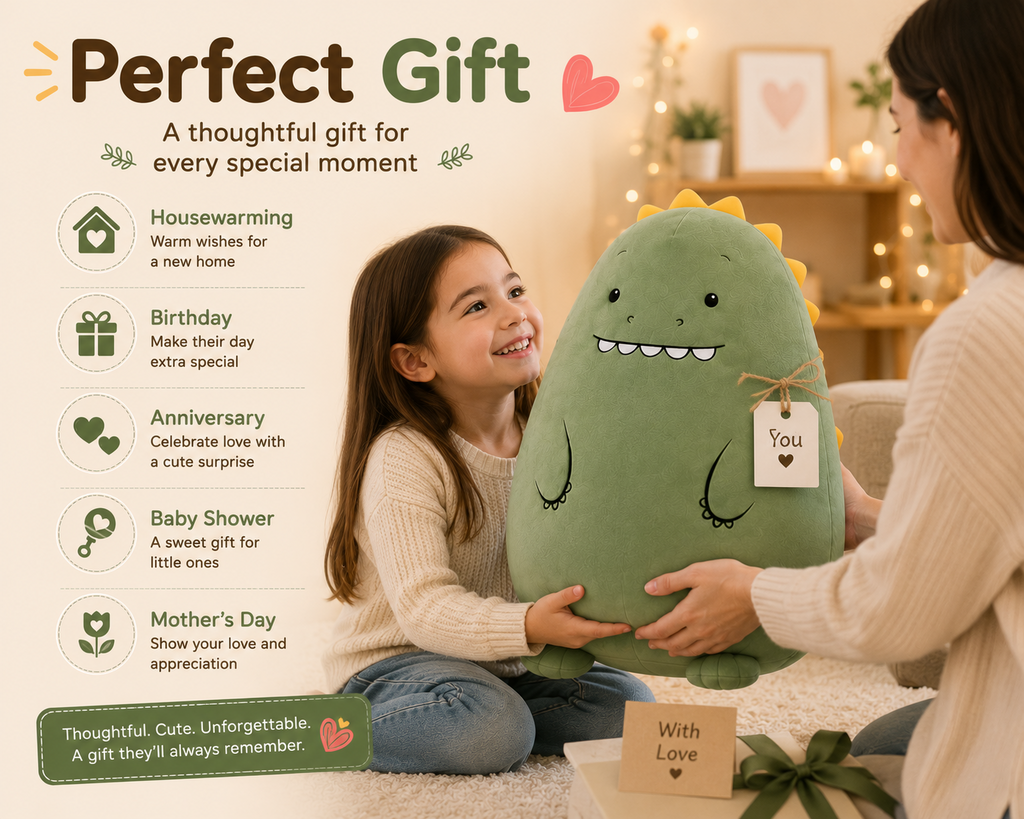 Dinosaur plush gift presentation
