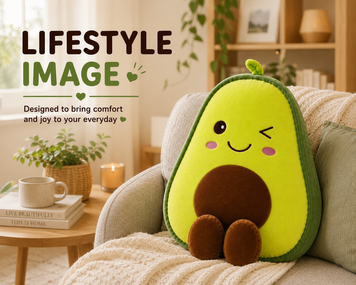 Avocado plush pillow on armchair in living room