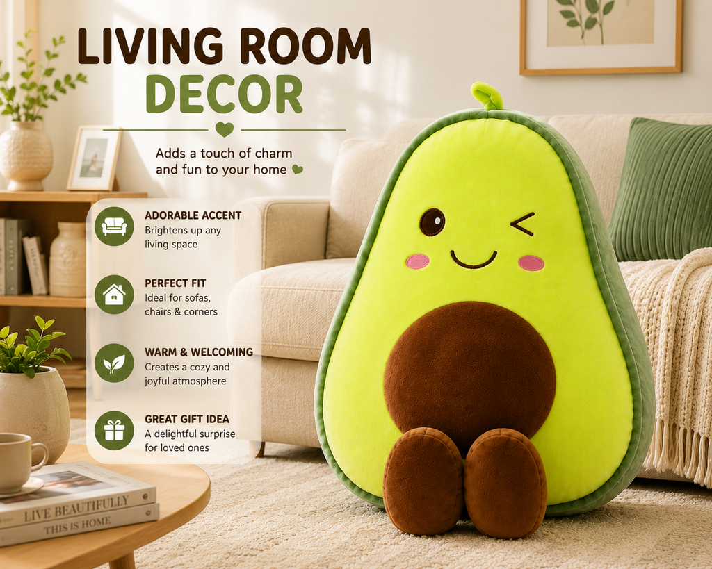 Avocado plush pillow living room decor