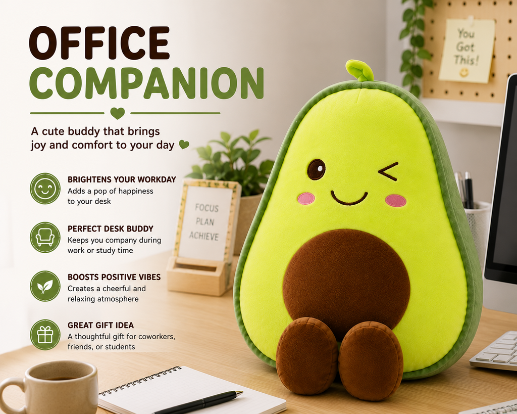 Avocado plush pillow office companion