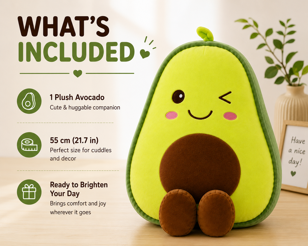 Avocado plush pillow package includes one plush pillow