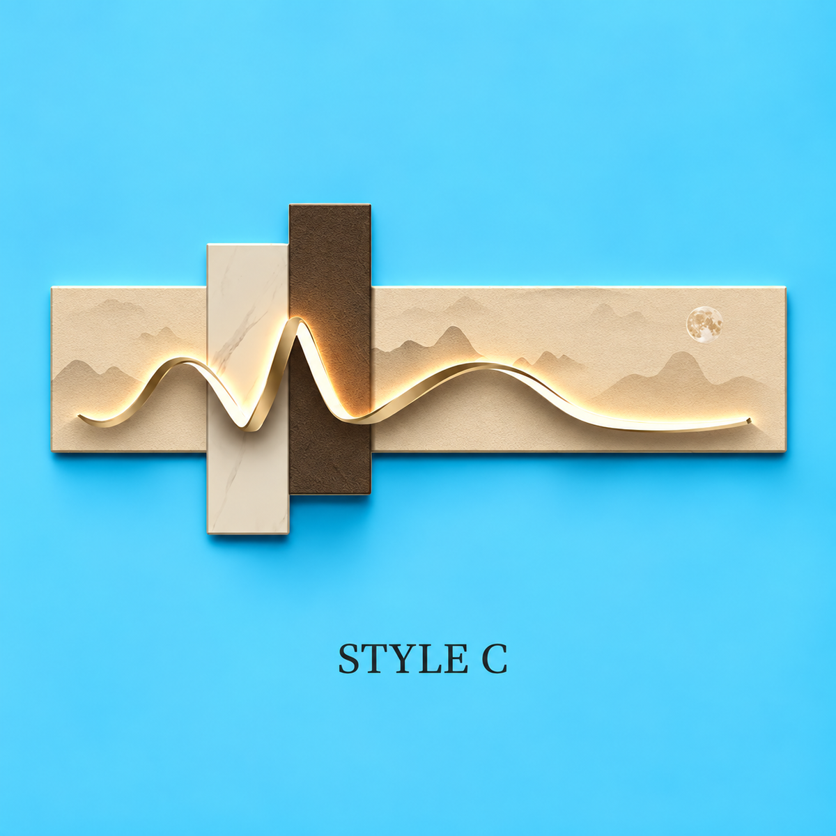 Modern LED Wall Art Lamp, Abstract Mountain Wave Light Panel