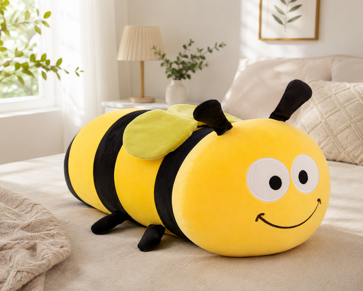 Bee plush pillow bedroom decor