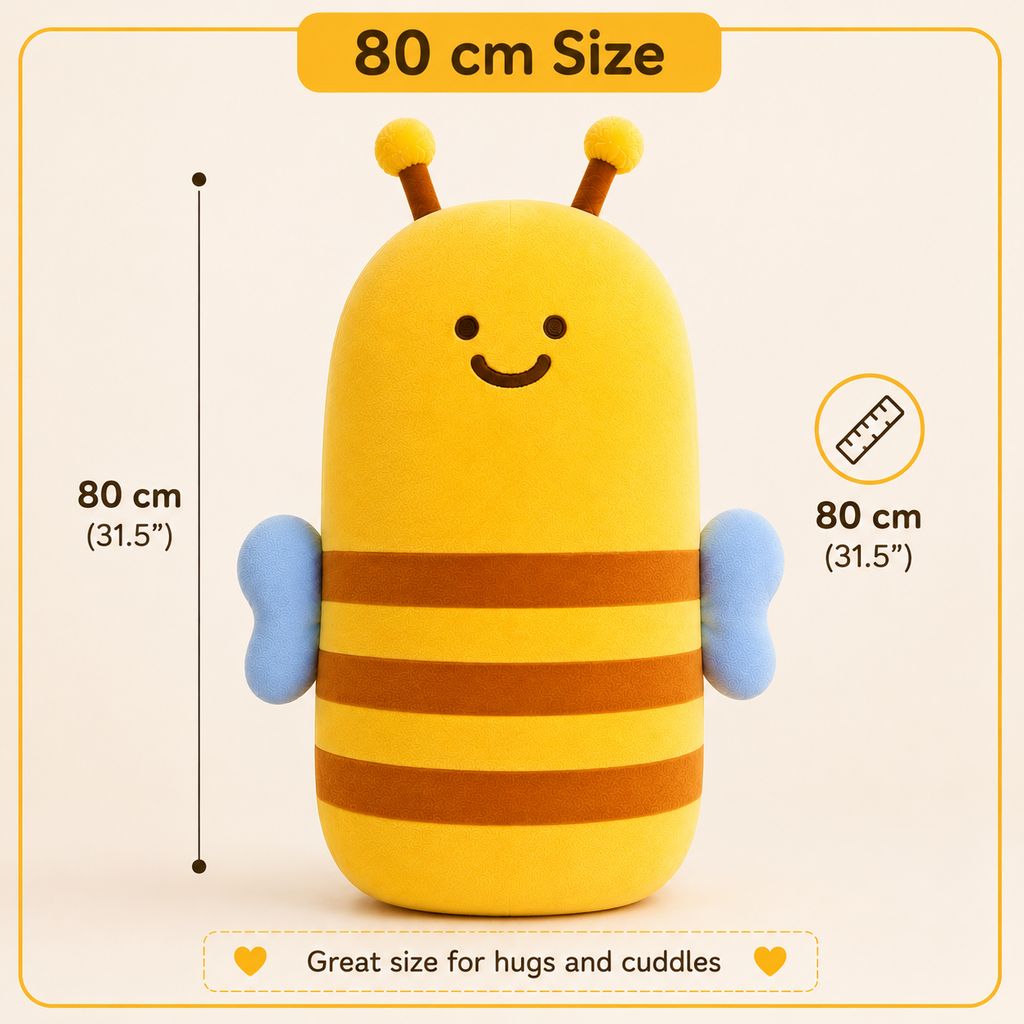 Bee plush pillow 80 cm 31.5 inch size