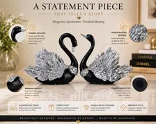 Black and silver swan figurine set product details