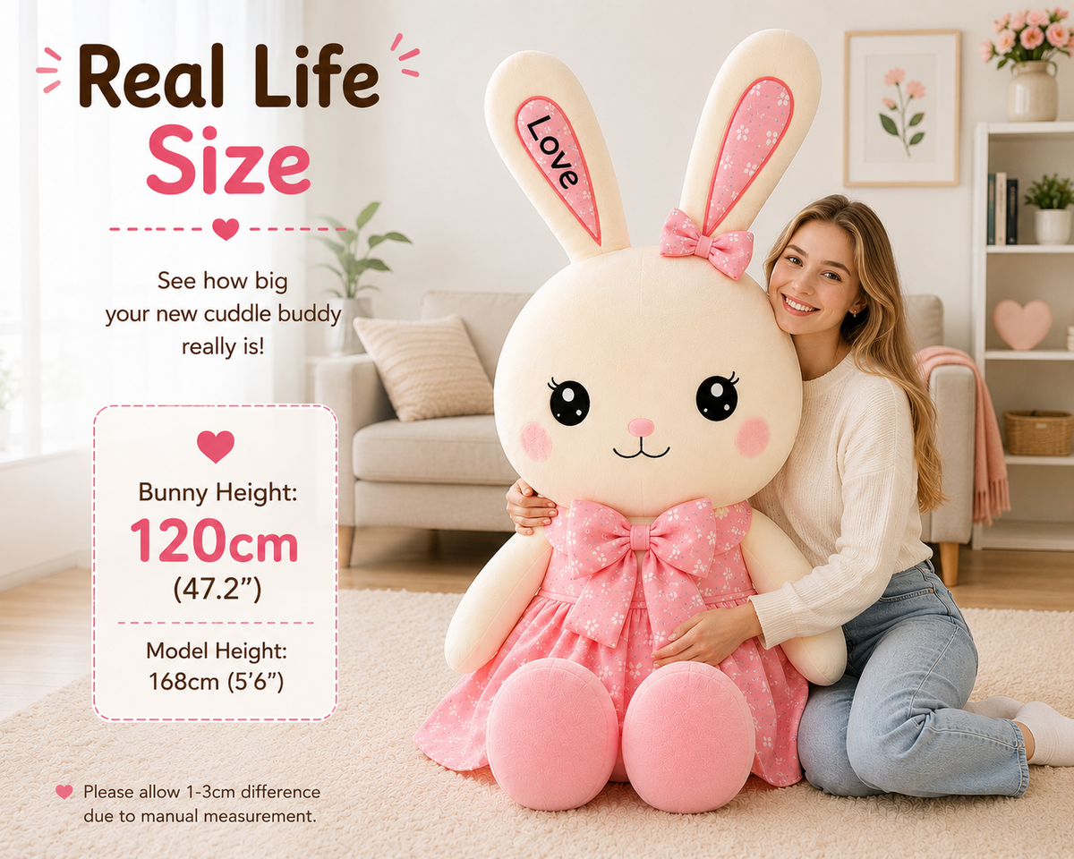 120 cm bunny plush size reference