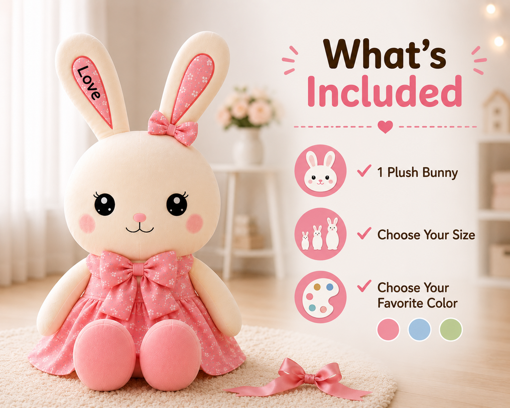 Bunny plush package contents