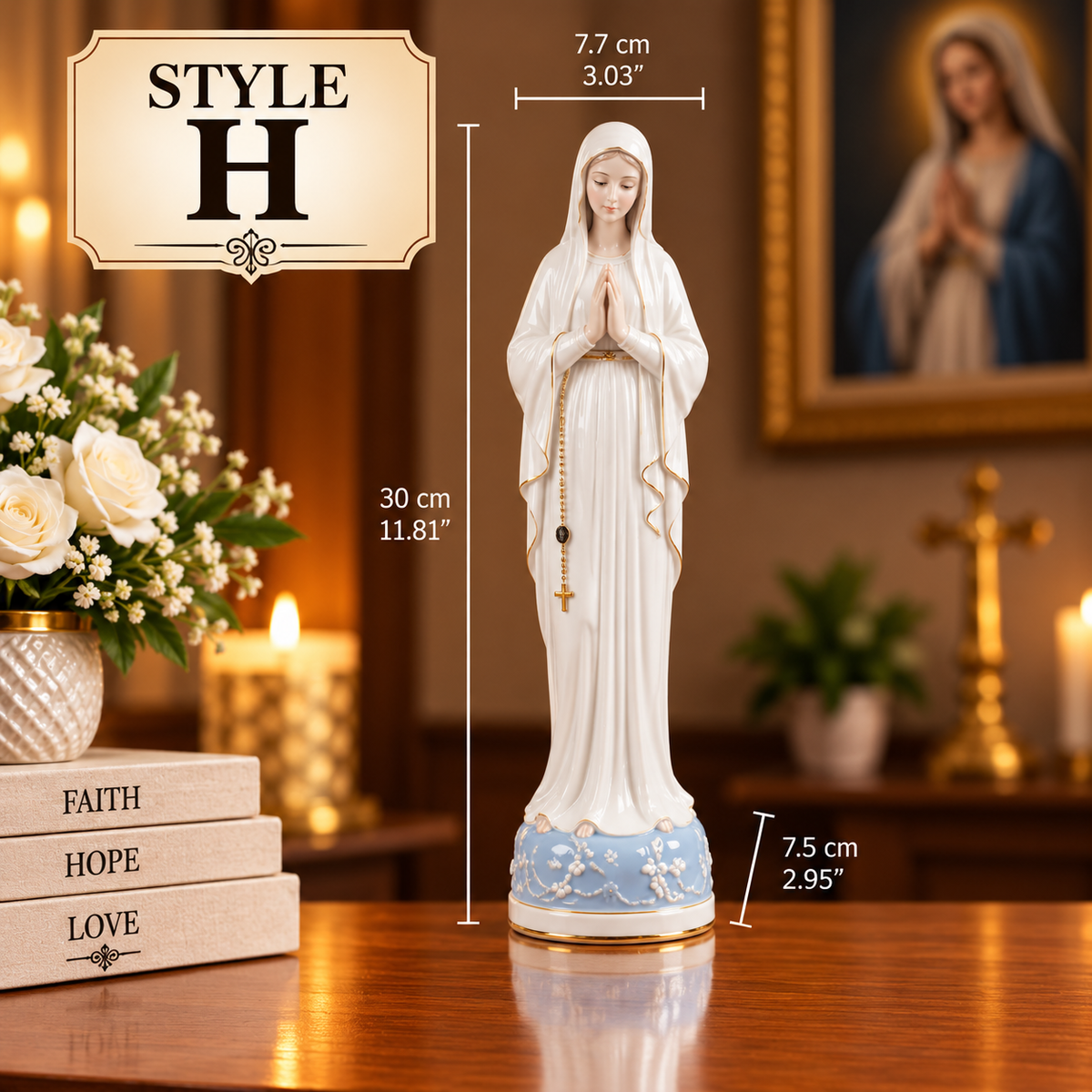 Catholic Statue Set Christian Home Decor Jesus Mary Figurines Religious Shelf Display
